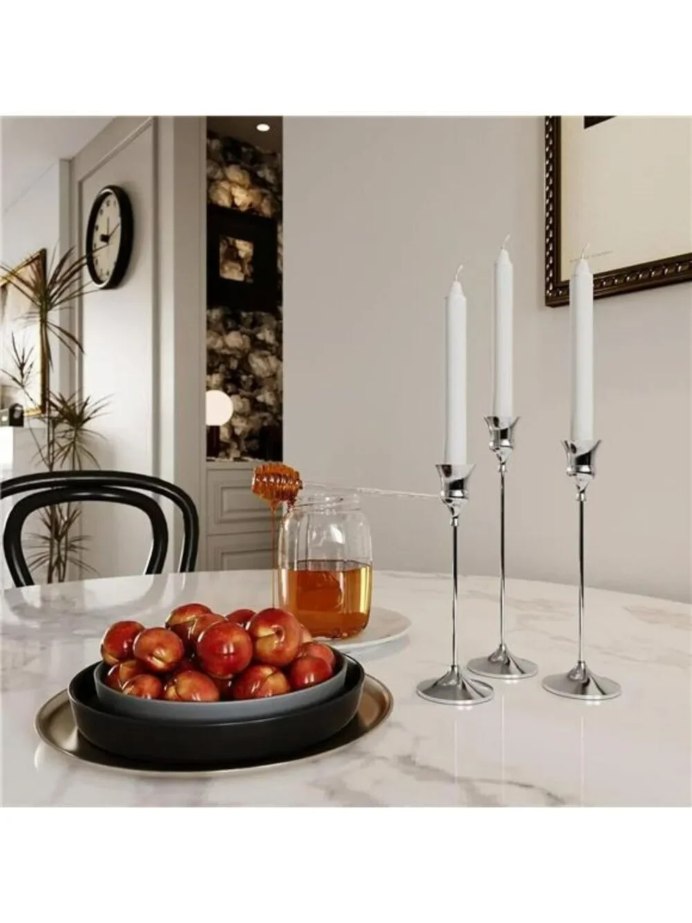 Silver Taper Candlestick Holders Set of 6 Elegant Candle Holder Home Wedding Dec